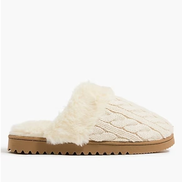 J. Crew Factory Cable-knit scuff slippers- NEW - Picture 2 of 6